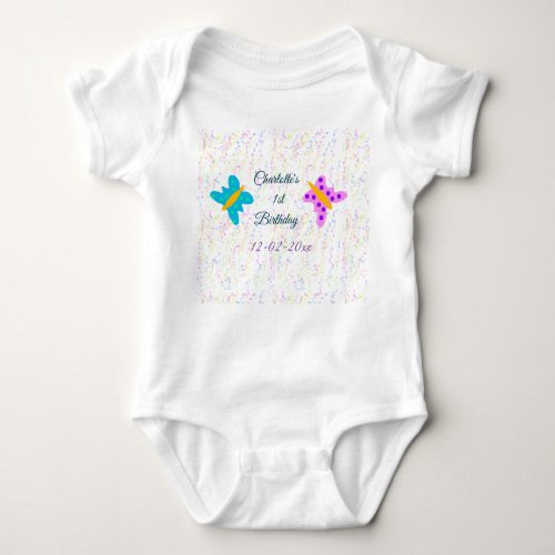 SIMPLE MINIMALCUTIE ADD NAME BABY happy birthday  Baby Bodysuit