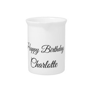 SIMPLE MINIMAL.CUTIE ADD NAME BABY happy birthday Beverage Pitcher