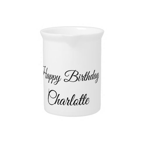 SIMPLE MINIMALCUTIE ADD NAME BABY happy birthday  Beverage Pitcher