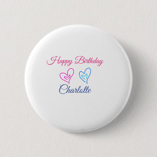 SIMPLE MINIMAL.CUTIE ADD NAME BABY happy birthday Button