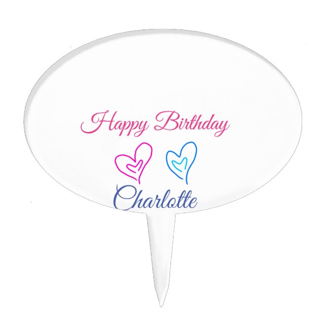 SIMPLE MINIMAL.CUTIE ADD NAME BABY happy birthday  Cake Topper (Front)