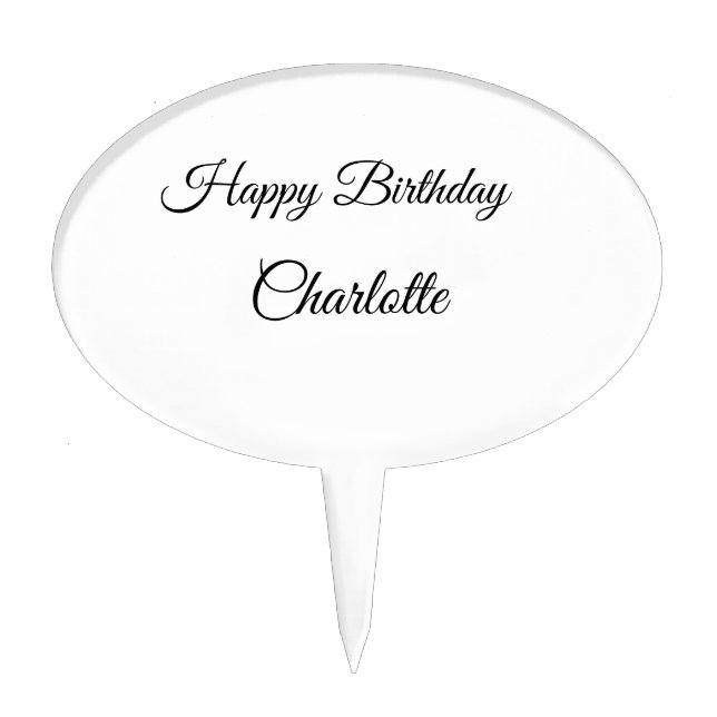 SIMPLE MINIMAL.CUTIE ADD NAME BABY happy birthday  Cake Topper (Front)