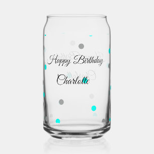 SIMPLE MINIMAL.CUTIE ADD NAME BABY happy birthday Can Glass
