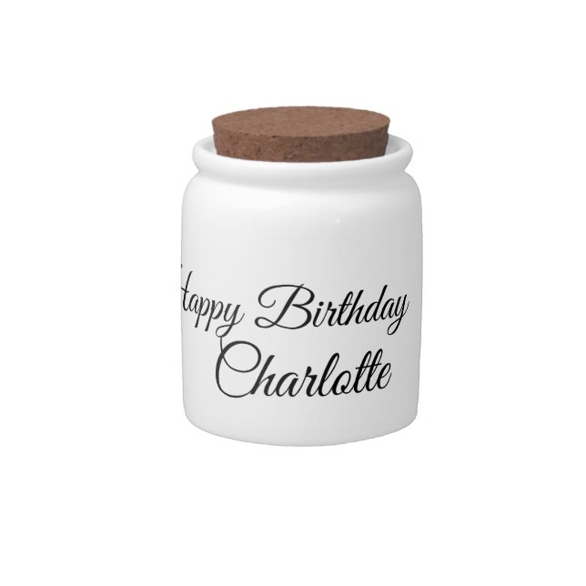 SIMPLE MINIMAL.CUTIE ADD NAME BABY happy birthday  Candy Jar (Front)