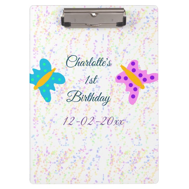 SIMPLE MINIMAL.CUTIE ADD NAME BABY happy birthday  Clipboard (Front)