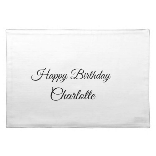 SIMPLE MINIMALCUTIE ADD NAME BABY happy birthday  Cloth Placemat