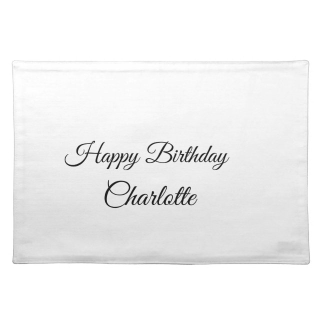 SIMPLE MINIMAL.CUTIE ADD NAME BABY happy birthday  Cloth Placemat (Front)