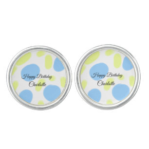 SIMPLE MINIMAL.CUTIE ADD NAME BABY happy birthday Cufflinks