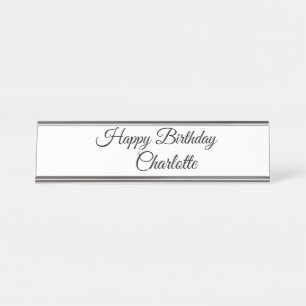 SIMPLE MINIMAL.CUTIE ADD NAME BABY happy birthday Desk Name Plate