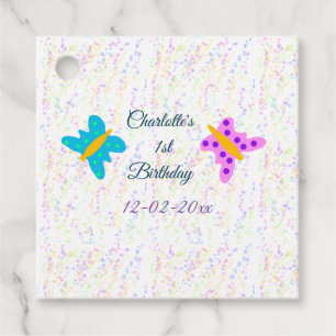 SIMPLE MINIMAL.CUTIE ADD NAME BABY happy birthday Favor Tags