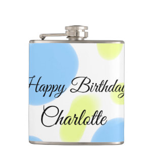 SIMPLE MINIMAL.CUTIE ADD NAME BABY happy birthday Flask