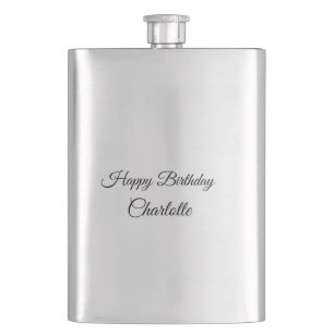 SIMPLE MINIMAL.CUTIE ADD NAME BABY happy birthday Flask