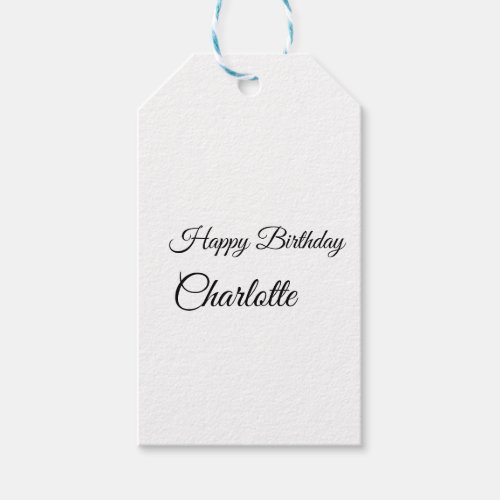 SIMPLE MINIMALCUTIE ADD NAME BABY happy birthday  Gift Tags