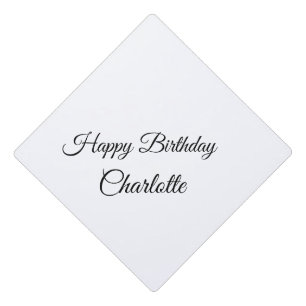 SIMPLE MINIMAL.CUTIE ADD NAME BABY happy birthday  Graduation Cap Topper