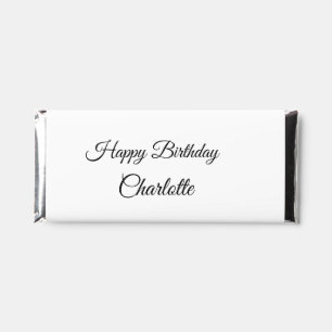 SIMPLE MINIMAL.CUTIE ADD NAME BABY happy birthday Hershey Bar Favors