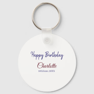 SIMPLE MINIMAL.CUTIE ADD NAME BABY happy birthday  Keychain