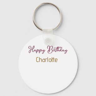 SIMPLE MINIMAL.CUTIE ADD NAME BABY happy birthday  Keychain