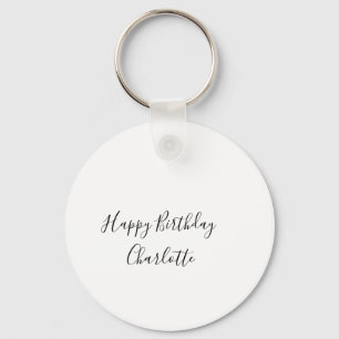 SIMPLE MINIMAL.CUTIE ADD NAME BABY happy birthday Keychain