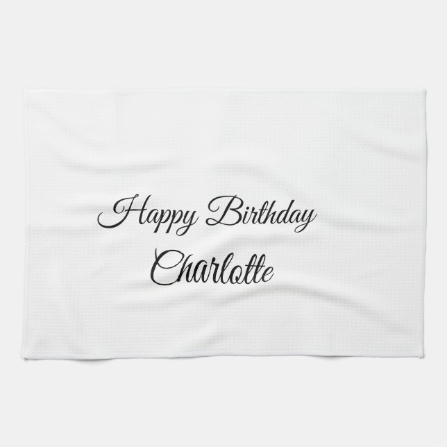 SIMPLE MINIMAL.CUTIE ADD NAME BABY happy birthday  Kitchen Towel (Horizontal)