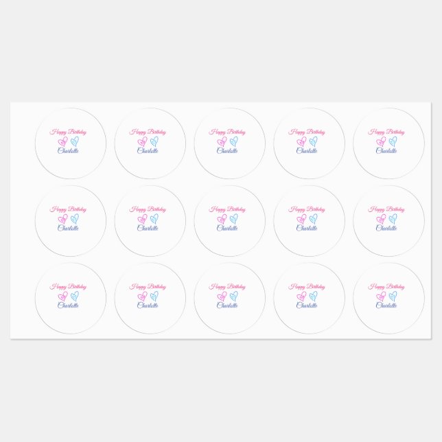 SIMPLE MINIMAL.CUTIE ADD NAME BABY happy birthday  Labels (Sheet)
