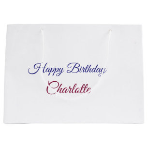 SIMPLE MINIMAL.CUTIE ADD NAME BABY happy birthday Large Gift Bag