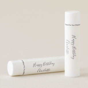 SIMPLE MINIMAL.CUTIE ADD NAME BABY happy birthday Lip Balm