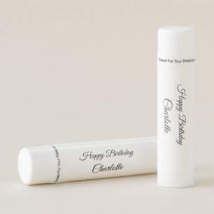 SIMPLE MINIMAL.CUTIE ADD NAME BABY happy birthday Lip Balm