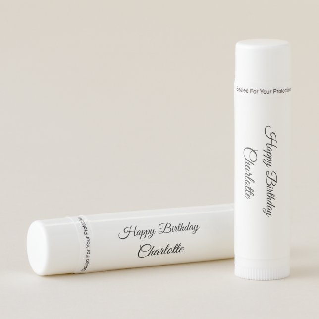 SIMPLE MINIMAL.CUTIE ADD NAME BABY happy birthday  Lip Balm (Front)
