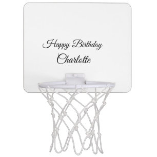 SIMPLE MINIMAL.CUTIE ADD NAME BABY happy birthday Mini Basketball Hoop