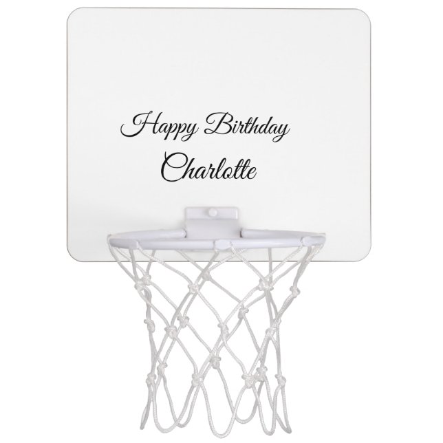 SIMPLE MINIMAL.CUTIE ADD NAME BABY happy birthday  Mini Basketball Hoop (Front)