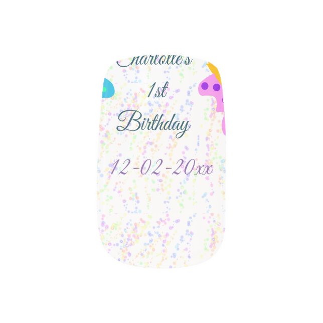 SIMPLE MINIMAL.CUTIE ADD NAME BABY happy birthday  Minx Nail Art (Left Thumb)