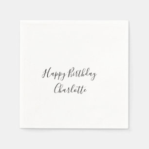 SIMPLE MINIMAL.CUTIE ADD NAME BABY happy birthday Napkins