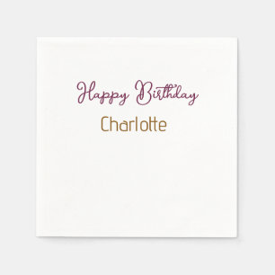 SIMPLE MINIMAL.CUTIE ADD NAME BABY happy birthday Napkins