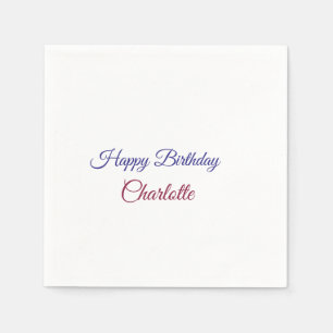 SIMPLE MINIMAL.CUTIE ADD NAME BABY happy birthday Napkins