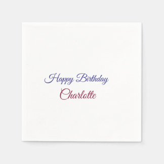 SIMPLE MINIMAL.CUTIE ADD NAME BABY happy birthday  Napkins