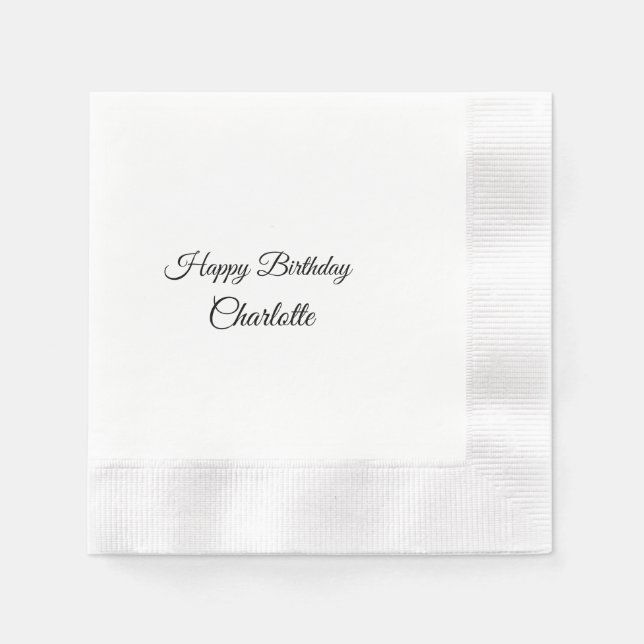 SIMPLE MINIMAL.CUTIE ADD NAME BABY happy birthday  Napkins (Front)