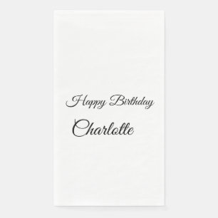 SIMPLE MINIMAL.CUTIE ADD NAME BABY happy birthday Paper Guest Towels