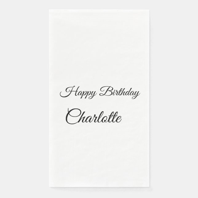 SIMPLE MINIMAL.CUTIE ADD NAME BABY happy birthday  Paper Guest Towels (Front)