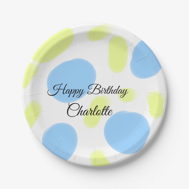 SIMPLE MINIMAL.CUTIE ADD NAME BABY happy birthday  Paper Plates (Front)