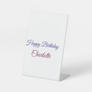 SIMPLE MINIMAL.CUTIE ADD NAME BABY happy birthday  Pedestal Sign