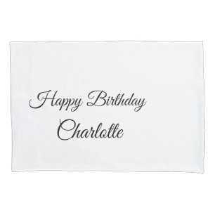 SIMPLE MINIMAL.CUTIE ADD NAME BABY happy birthday Pillow Case