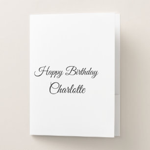SIMPLE MINIMAL.CUTIE ADD NAME BABY happy birthday Pocket Folder