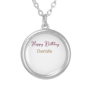 SIMPLE MINIMAL.CUTIE ADD NAME BABY happy birthday Silver Plated Necklace