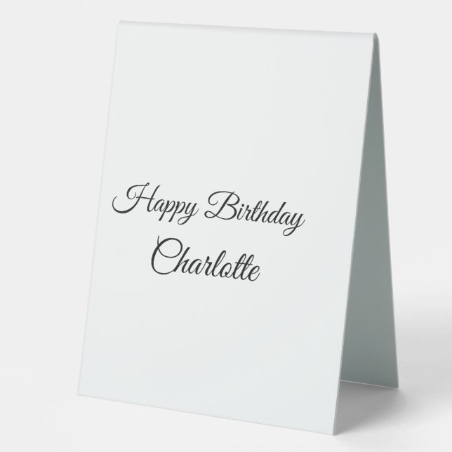 SIMPLE MINIMAL.CUTIE ADD NAME BABY happy birthday  Table Tent (Front)