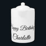 SIMPLE MINIMAL.CUTIE ADD NAME BABY happy birthday  Teapot<br><div class="desc">Design</div>