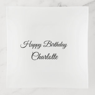 SIMPLE MINIMAL.CUTIE ADD NAME BABY happy birthday Trinket Tray