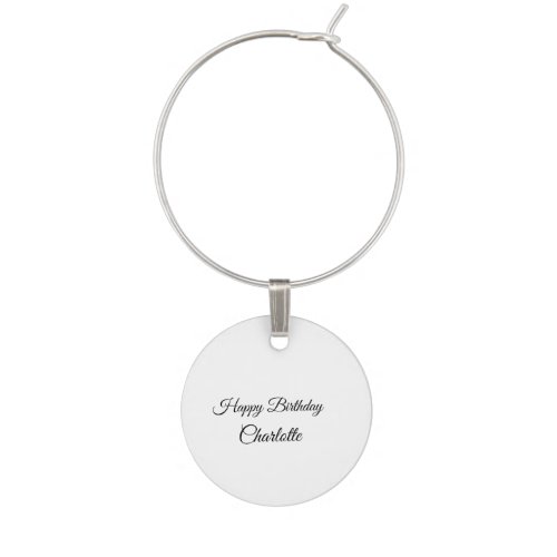 SIMPLE MINIMALCUTIE ADD NAME BABY happy birthday  Wine Charm