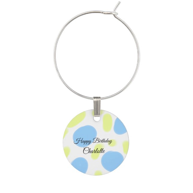 SIMPLE MINIMAL.CUTIE ADD NAME BABY happy birthday  Wine Charm (Front)