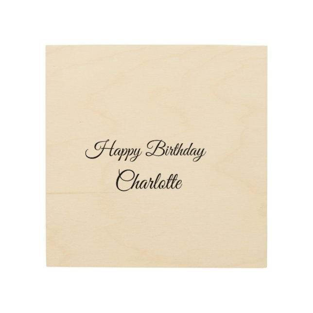 SIMPLE MINIMAL.CUTIE ADD NAME BABY happy birthday  Wood Wall Art (Front)