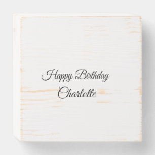 SIMPLE MINIMAL.CUTIE ADD NAME BABY happy birthday Wooden Box Sign